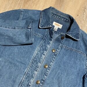 Talbots Petites Denim‎ Jacket Blue Button Front Casual Classic Women's P